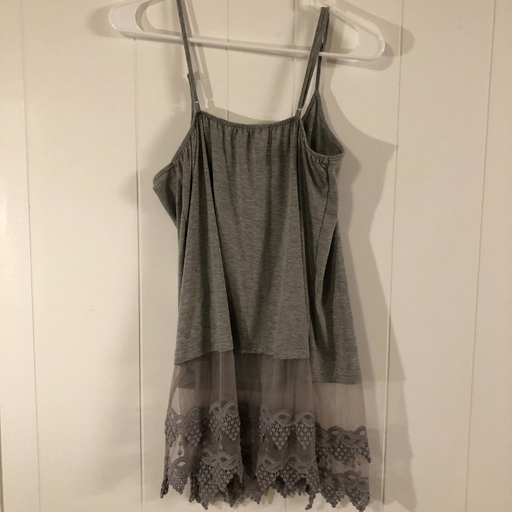 Camille & Co Gray Top with Lace Tunic Large - Picture 5 of 5